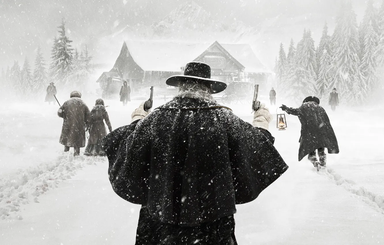 Фото обои Winter, Snow, Men, Woman, Kurt Russell, SHERIFF, Movie, Film