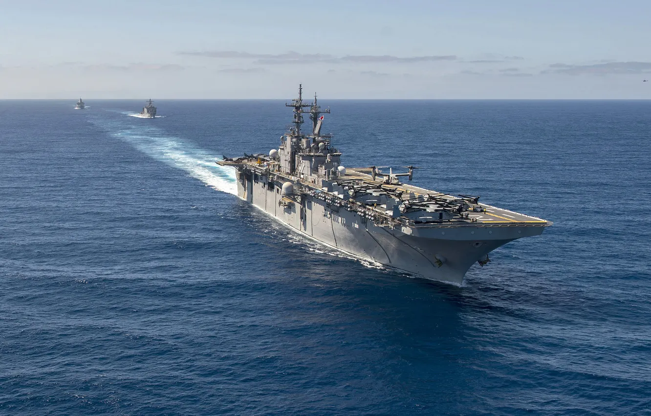 Фото обои океан, корабль, десантный, USS Essex, (LHD-2)