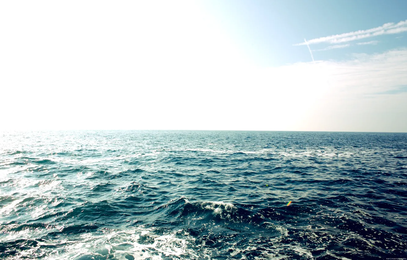 Фото обои море, солнечные блики, безкрайность