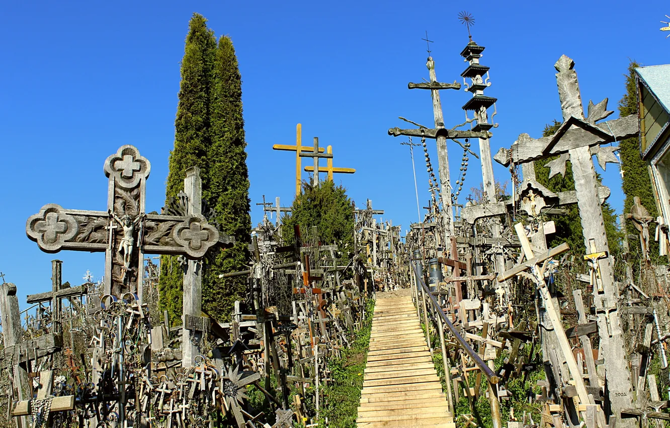 Фото обои Lithuania, Hill of Crosses, Siauliai