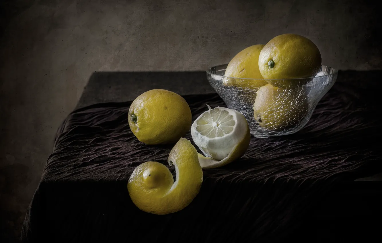 Фото обои натюрморт, лимоны, кожура
