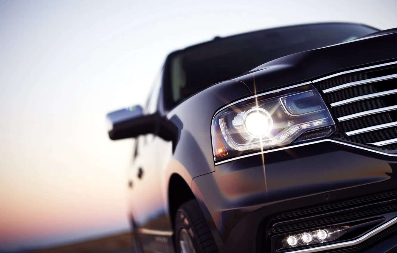 Фото обои Авто, Черный, Фара, Машина, Внедорожник, Отблеск, Lincoln Navigator