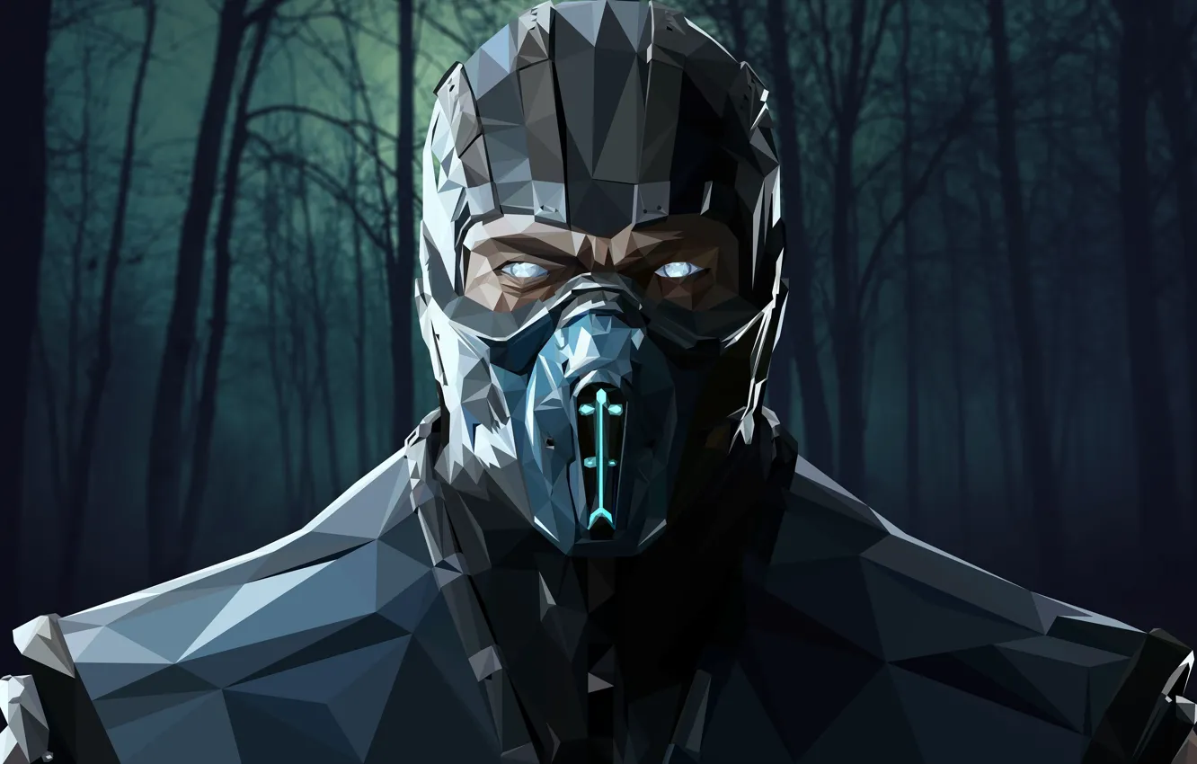 Фото обои mortal kombat, sub zero, artwork, low poly, kuai liang