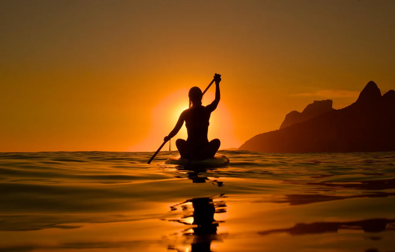 Фото обои солнце, закат, силуэт, Sunset in Rio