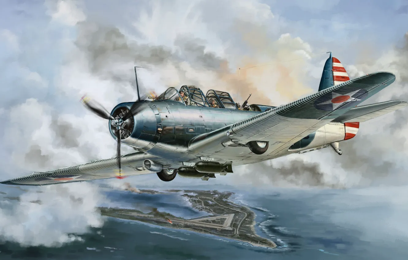 Фото обои США, US Navy, Торпедоносец, Devastator, Палубный бомбардировщик, TBD-1, Поршневой самолет