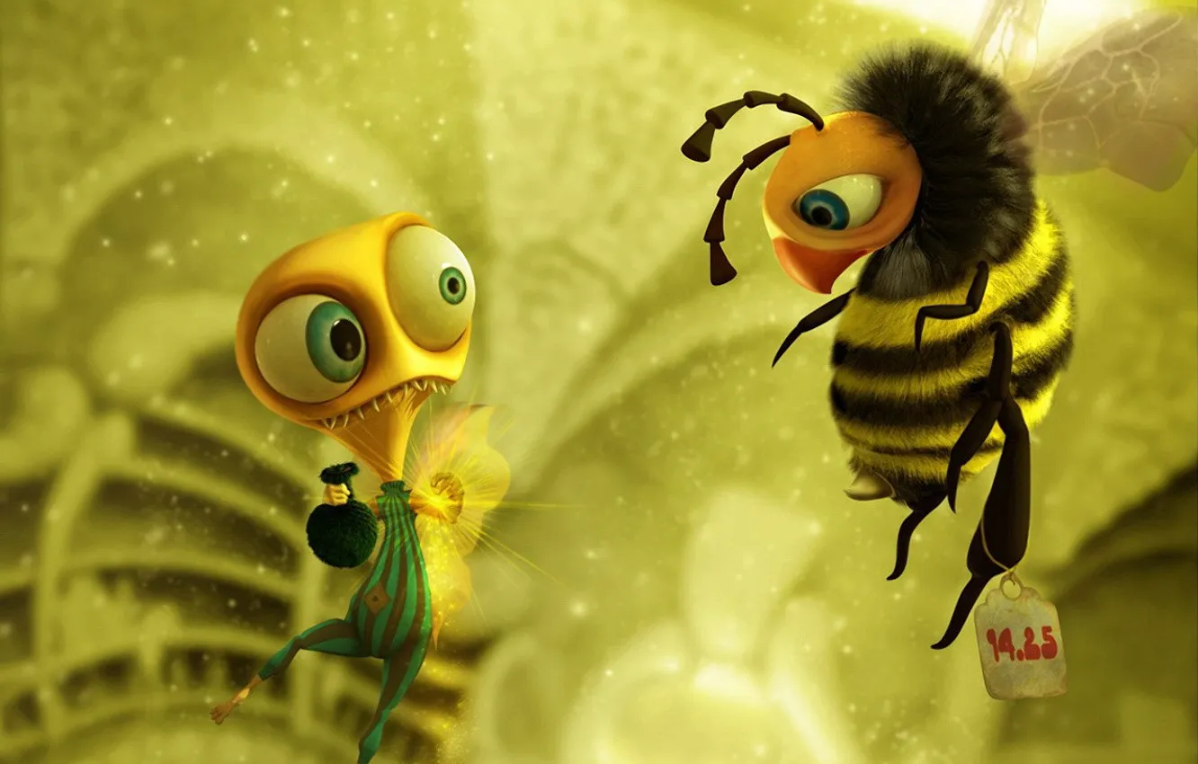 Фото обои пчела, настроение, рисунок