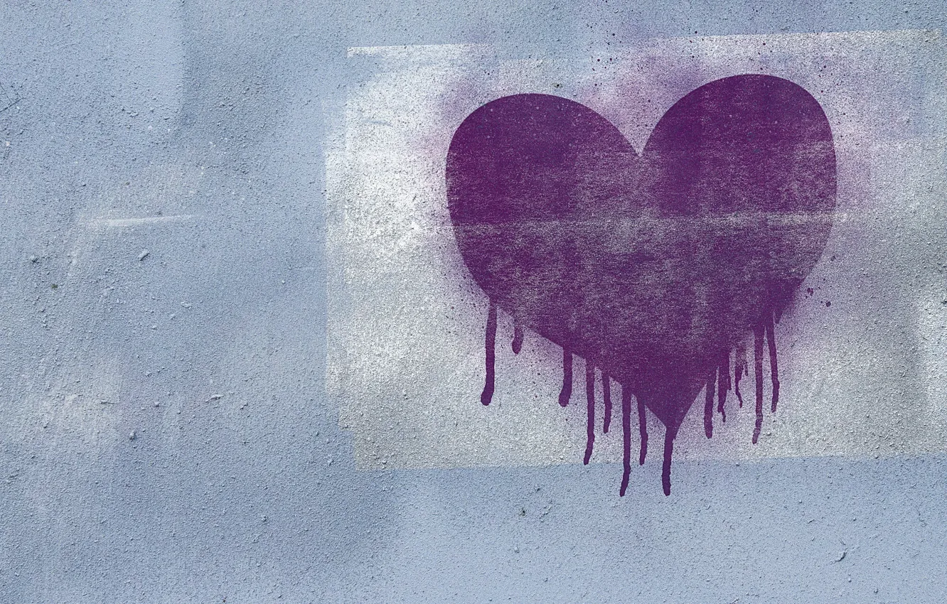 Фото обои фиолетовый, любовь, стена, граффити, сердце