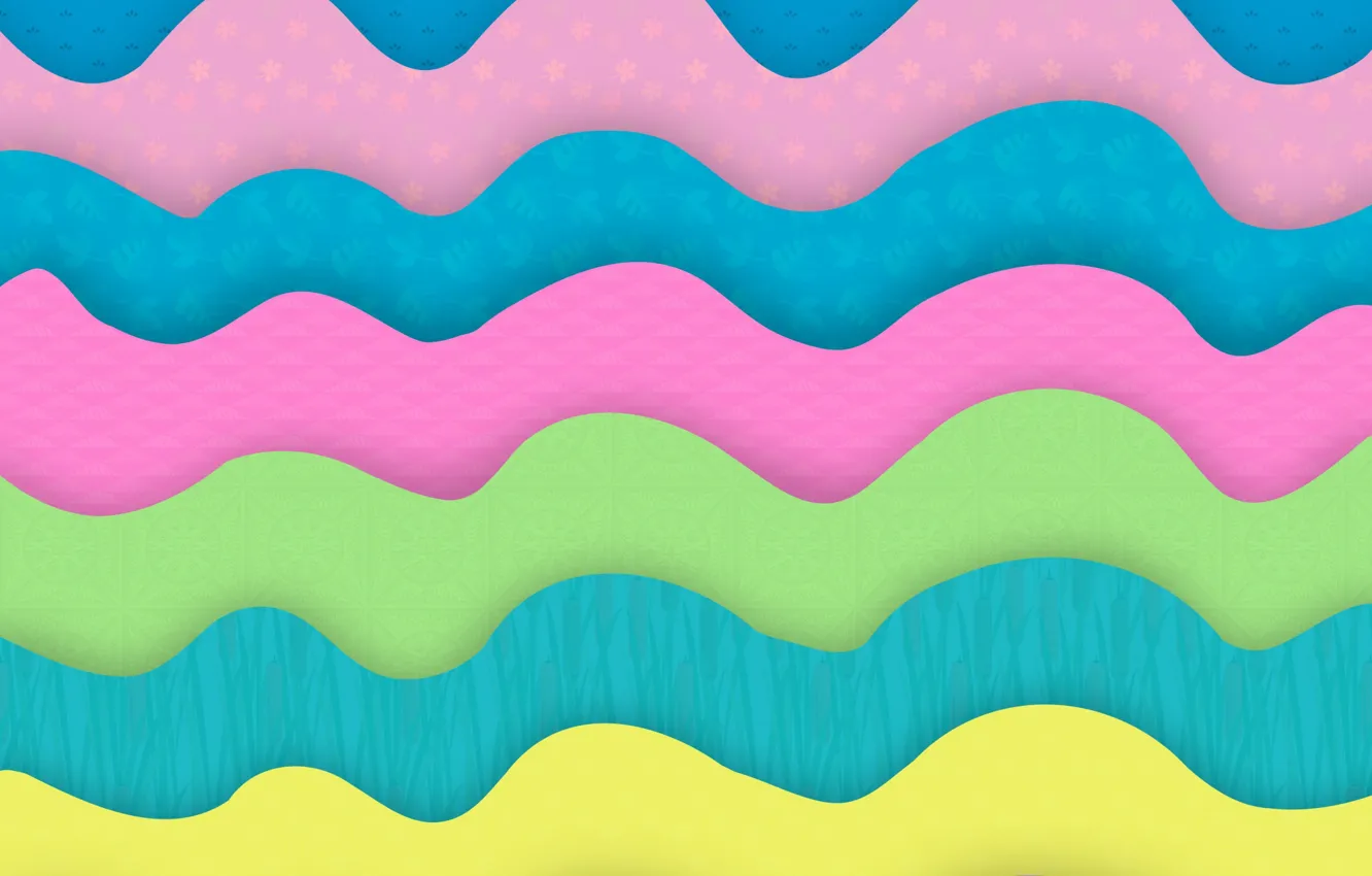 Фото обои волны, абстракция, green, colorful, yellow, blue, pink, background
