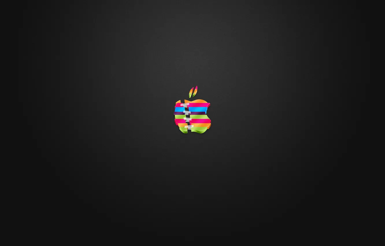 Фото обои apple, логотип, цветной, разрезан, склеен, скотч