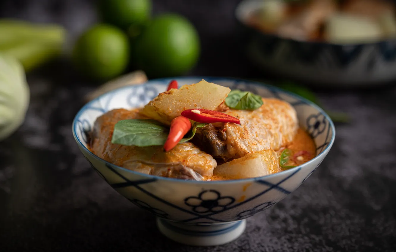 Фото обои mushroom, chicken, curry, winter melon