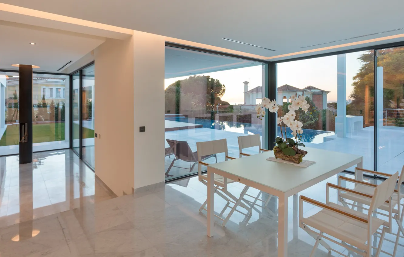 Фото обои вилла, интерьер, бассейн, терраса, столовая, Ruby, Vale-do-Lobo