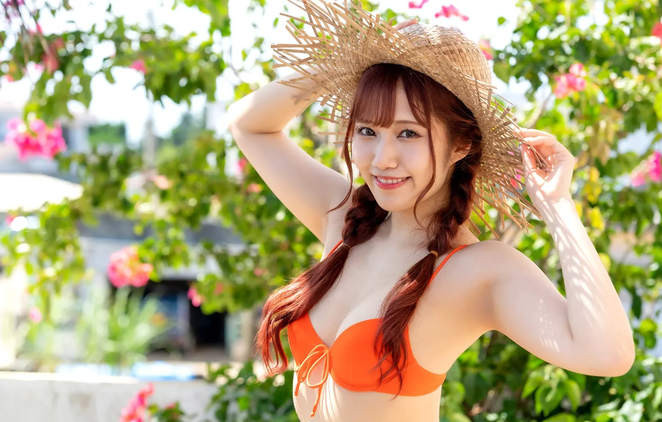 Фото обои Asian, Model, Smile, Woman, Hat, Babe, Pretty, Japanese