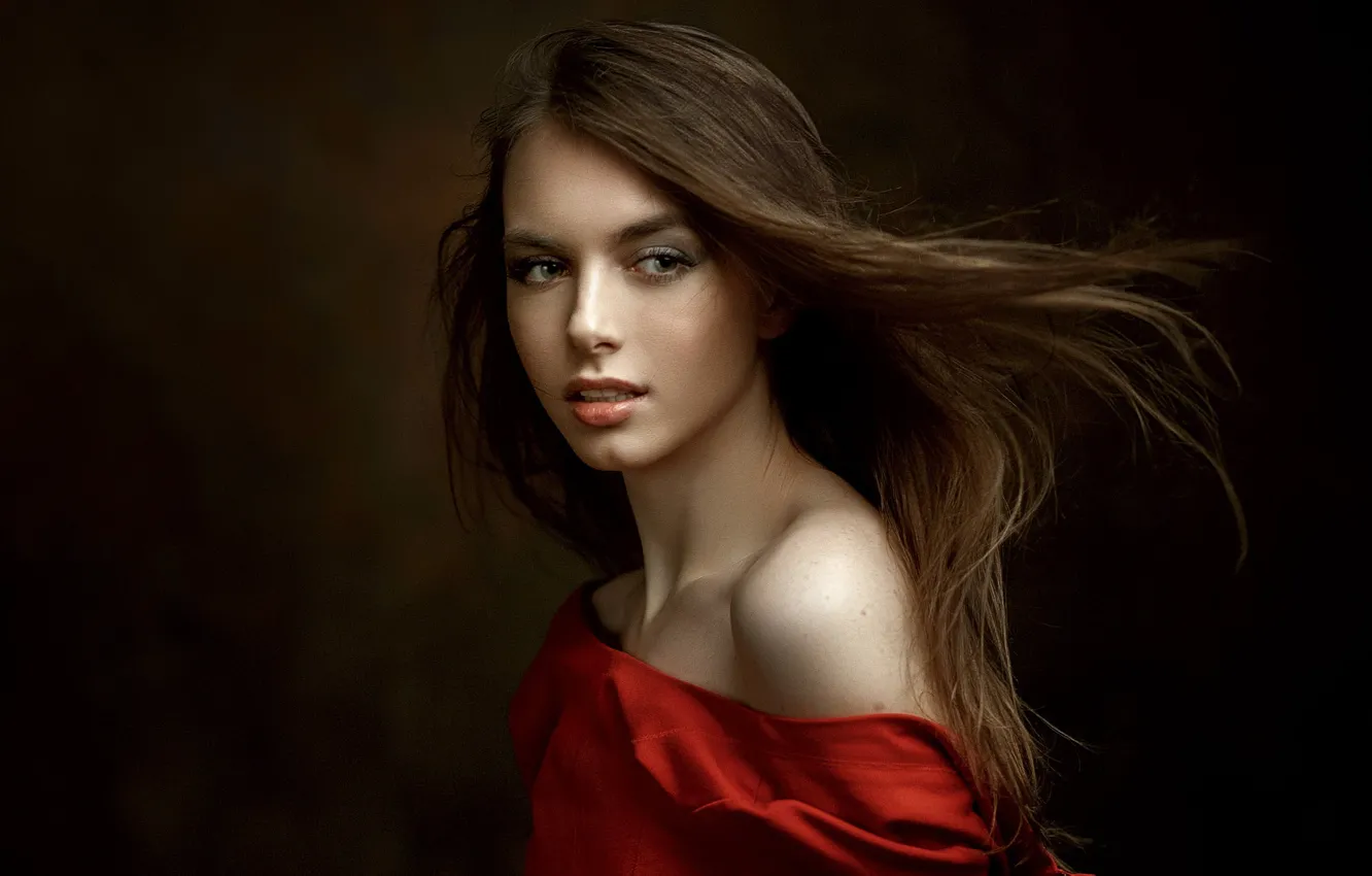 Фото обои взгляд, девушка, волосы, портрет, Вика, Виктория Вишневецкая, Andrey Metelkov