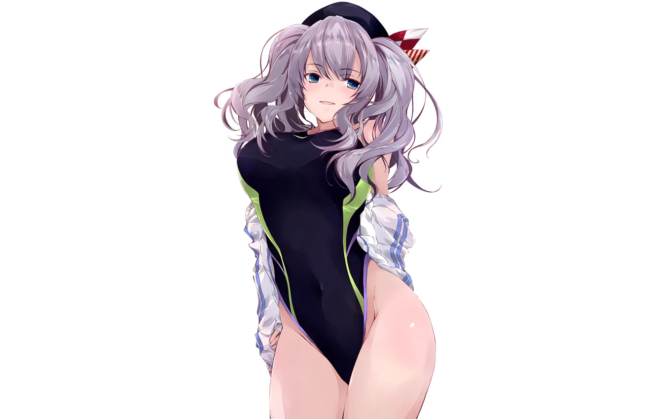 Фото обои girl, green eyes, long hair, anime, beautiful, pretty, erotic, swimsuit