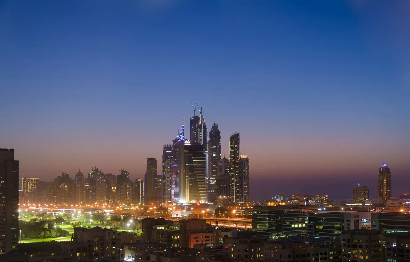 Фото обои city, sunset, dubai, united arab emirates