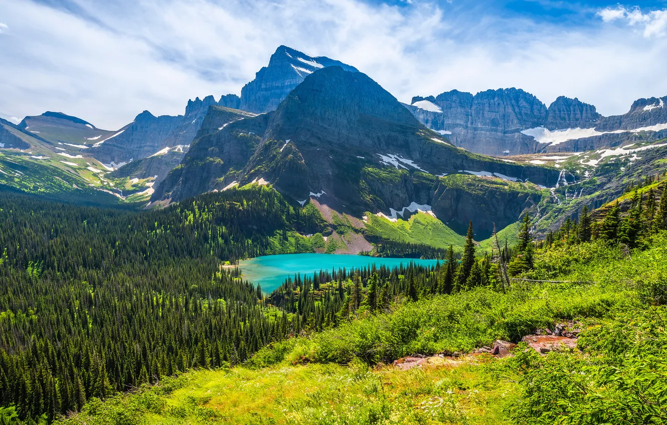 Фото обои горы, природа, озеро, США, Glacier National Park