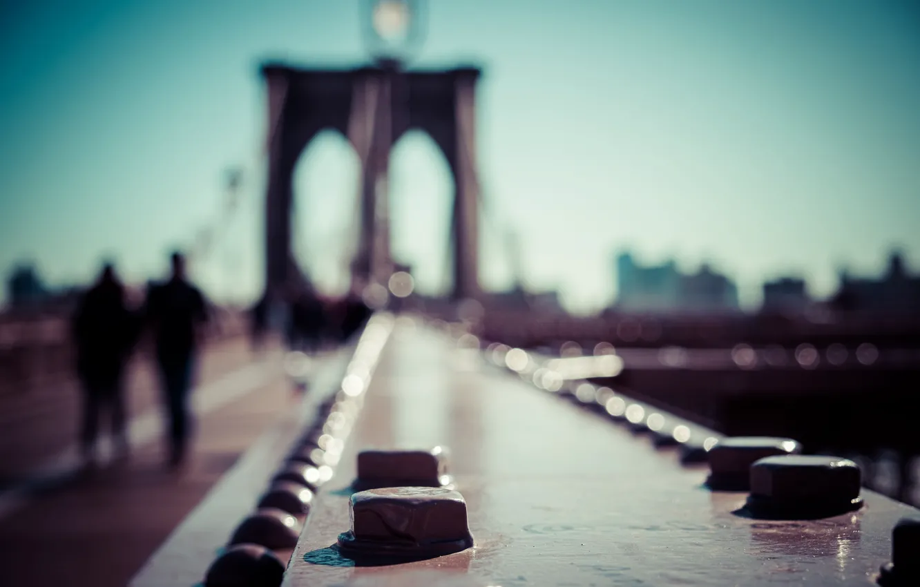 Фото обои United States, Brooklyn, New York, Manhattan, people, Brooklyn Bridge, urban scene