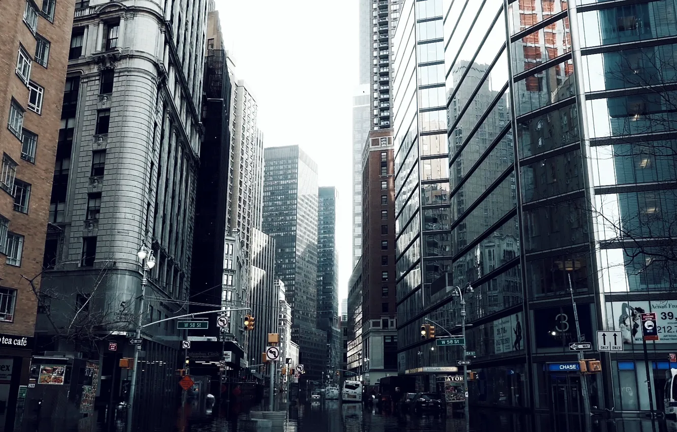 Фото обои Город, City, Water, cataclysm, Apocalypse, Нью - Йорк, New - York, flood