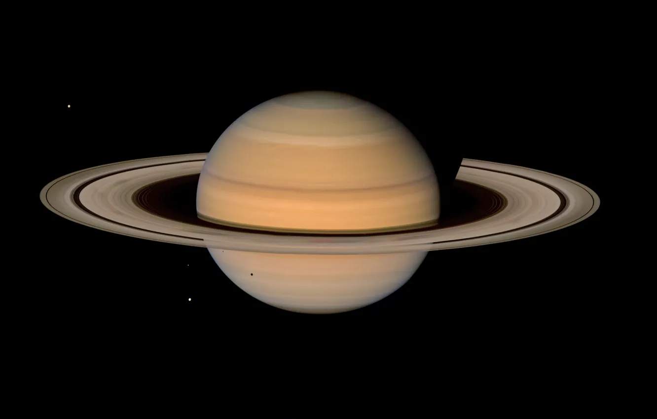 Фото обои космос, планета, кольца, Сатурн, Солнечная система, Saturn, спутники, Кассини