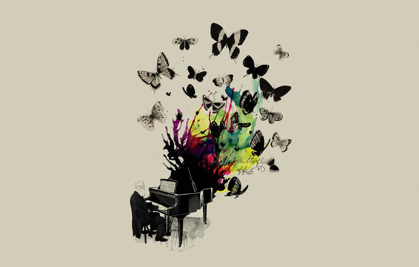 Фото обои Музыка, Бабочки, Music, Музыкант, Пианино, Mathiole, Matheus Lopes Castro, Piano