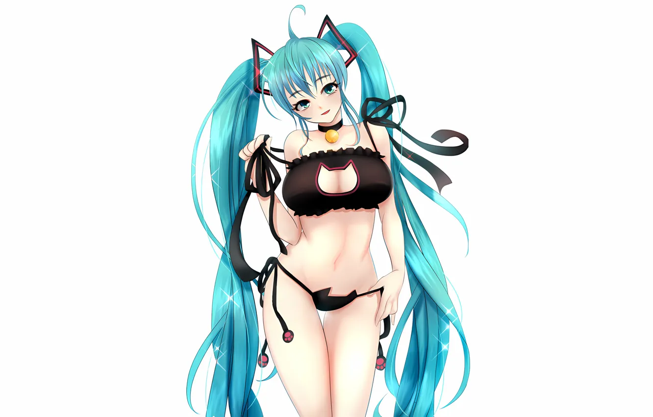 Фото обои girl, sexy, lingerie, pantsu, bra, Hatsune Miku, cleavage, Vocaloid