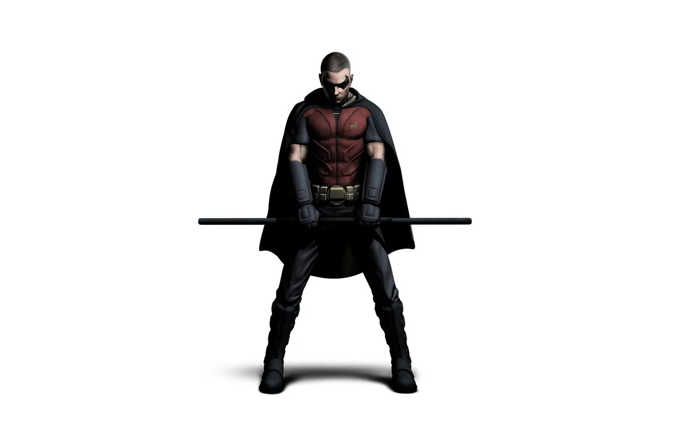 Фото обои маска, костюм, персонажи, Batman Arkham City, Робин