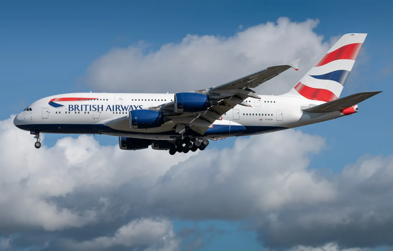 Фото обои Airbus, British Airways, A380-800