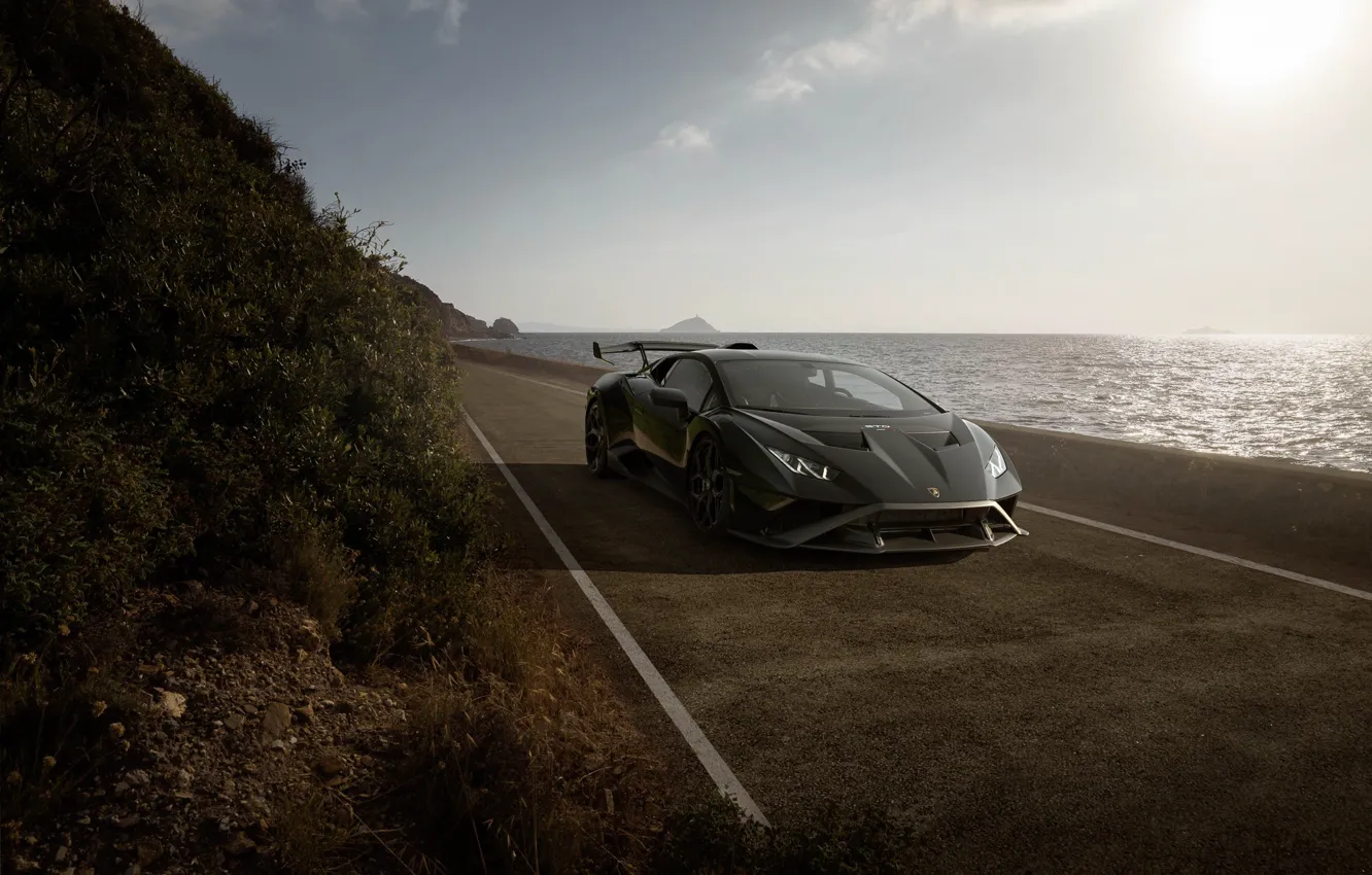 Фото обои Lamborghini, Black, Huracan STO