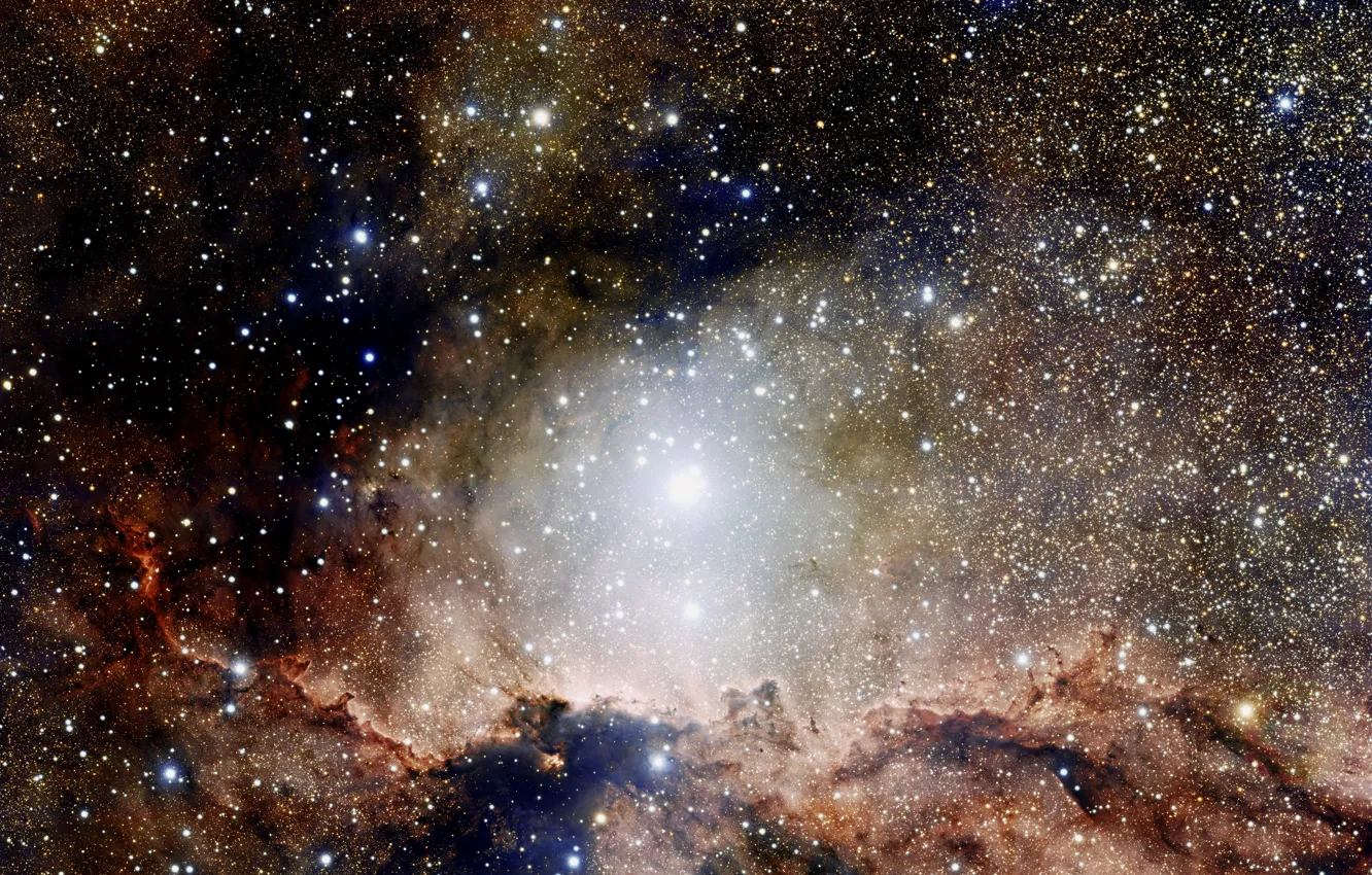 Фото обои Stars, Nebula, Chili, NGC 6188, Paranal Observatory, Open Star Cluster, Constellation of Ara, VLT Survey …