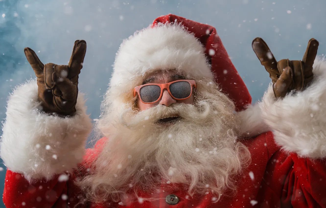 Фото обои new year, snow, santa claus, beard