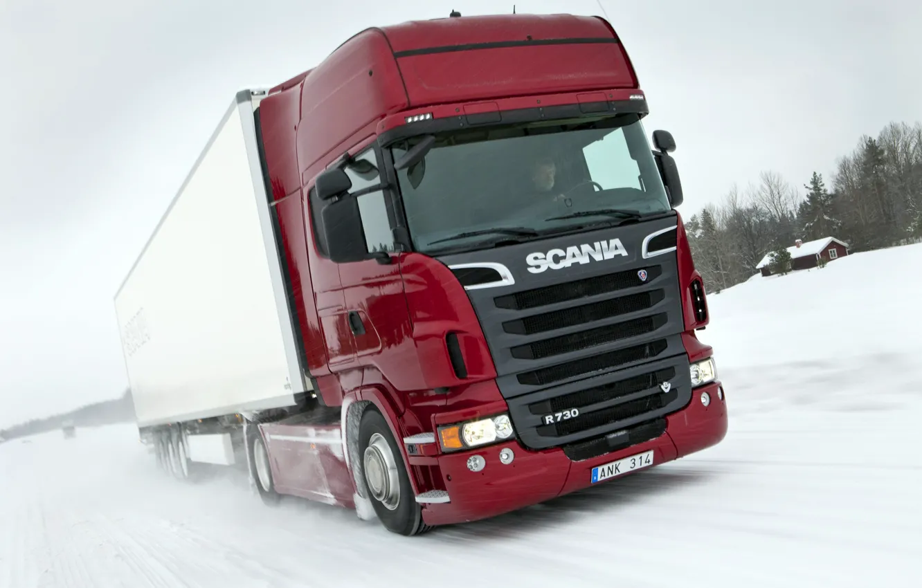 Фото обои грузовик, в движении, Truck, Scania, Скания, R730, фура, Topline