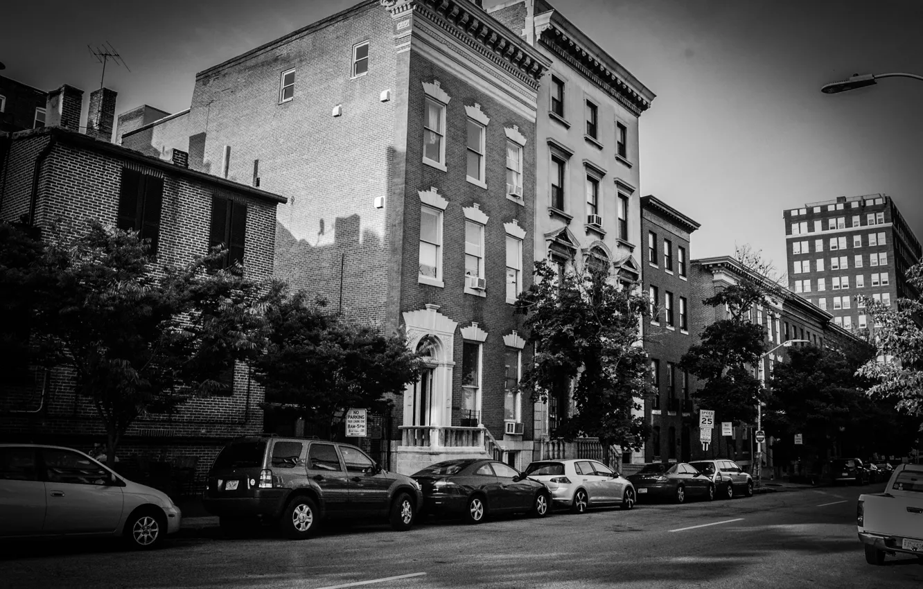 Фото обои city, black and white, urban, baltimore