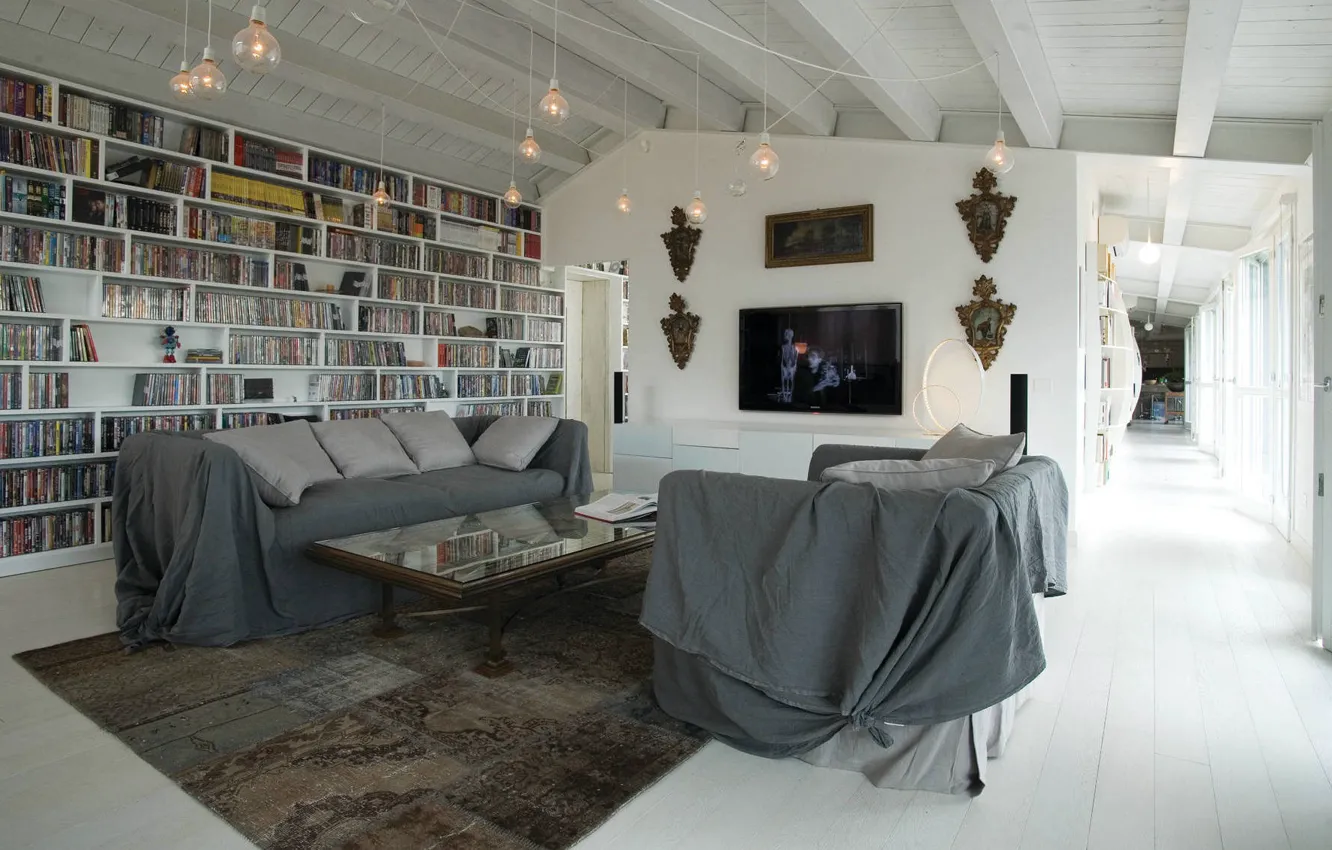 Фото обои интерьер, библиотека, гостиная, Contemporary Loft, by ZPZ Partners