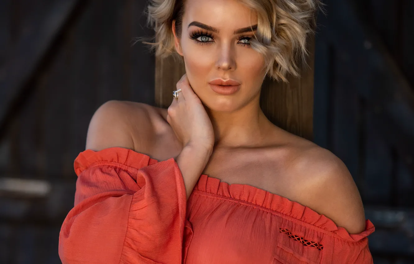 Фото обои взгляд, девушка, поза, рука, плечи, Rosie Robinson, Jack Russell