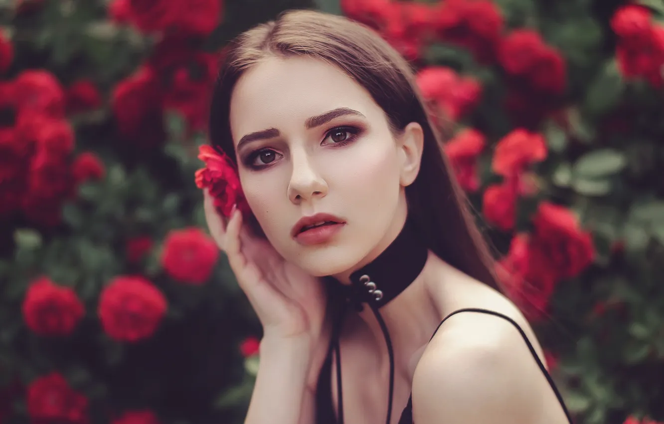 Фото обои девушка, цветы, Marina Vovk, Марина Вовк