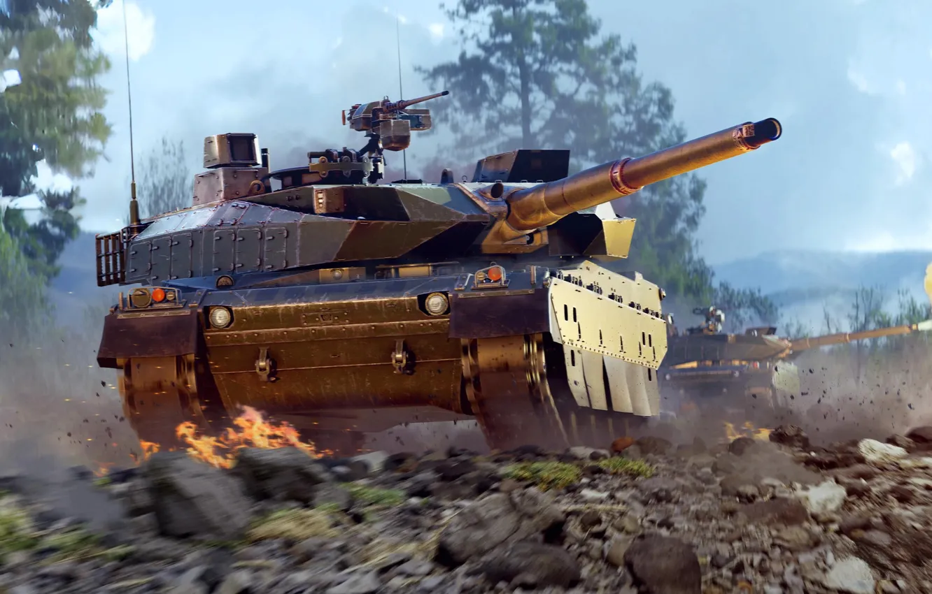 Фото обои Игра, Камни, Танк, Game, War Thunder