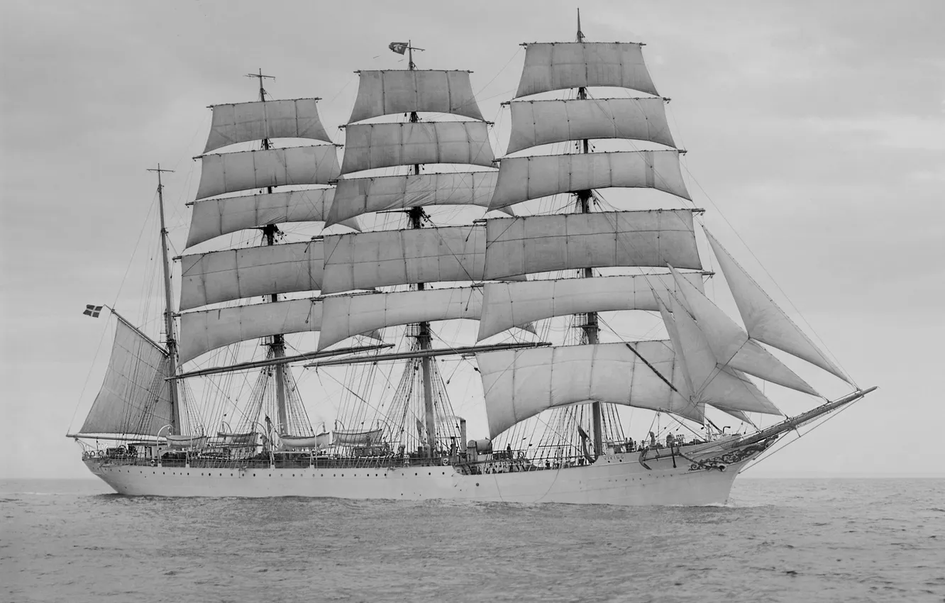 Фото обои море, ретро, паруса, Viking, барк