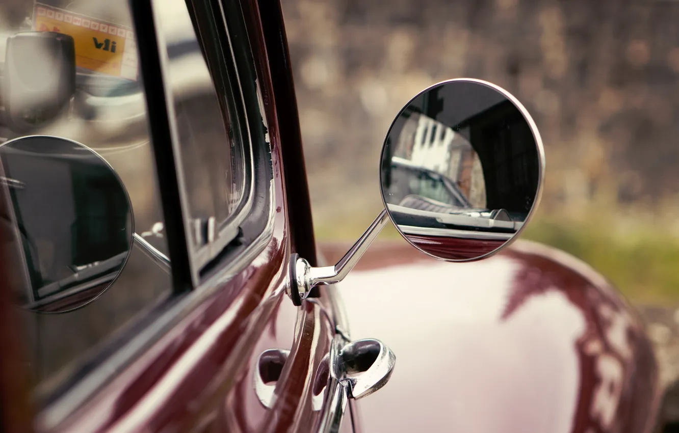 Фото обои car, машина, макро, красный, фон, обои, зеркало, wallpaper