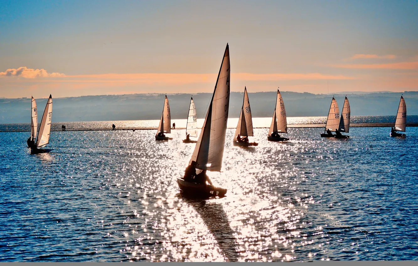 Фото обои море, природа, спорт, яхты, sailboats at sea