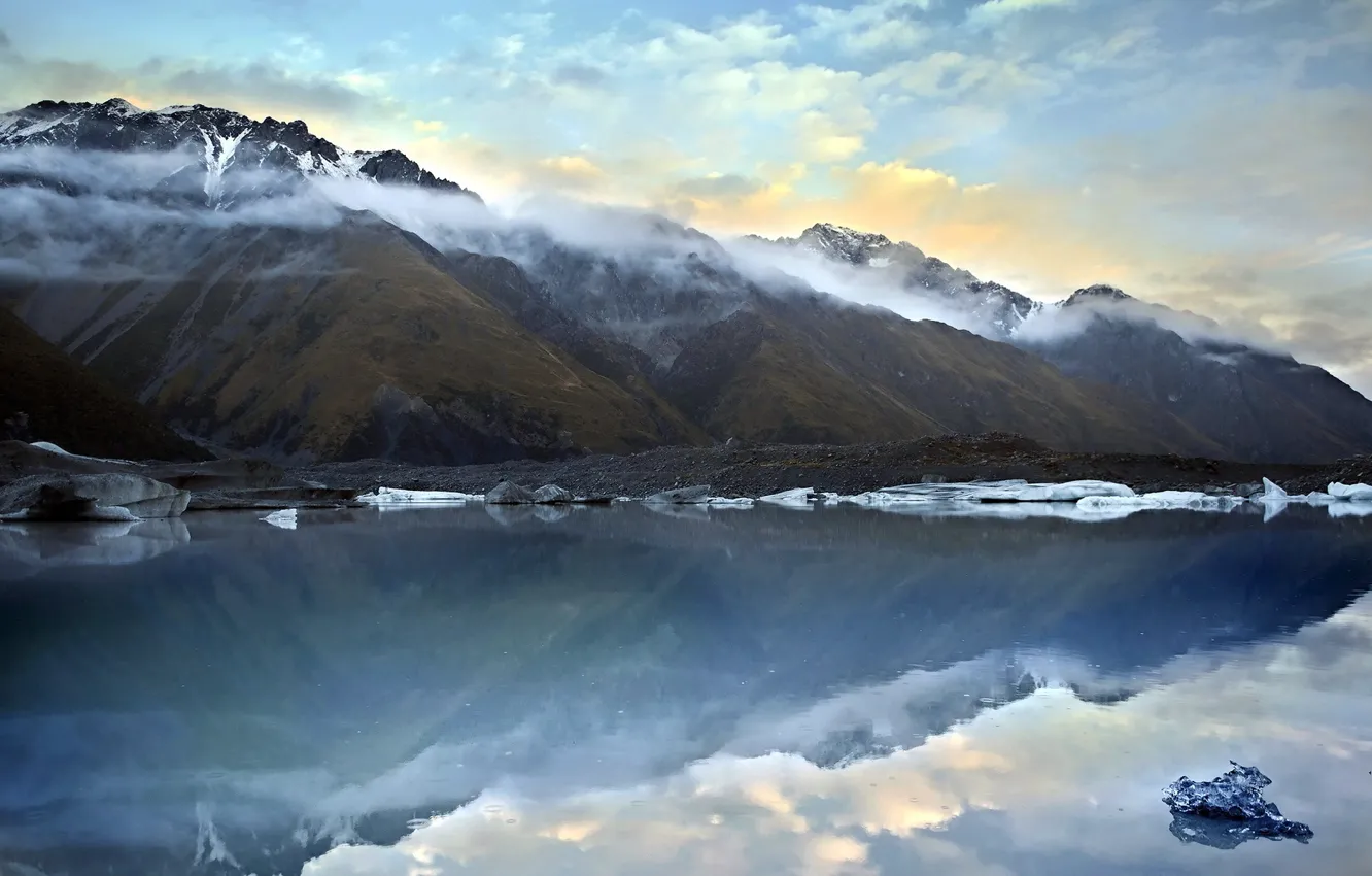 Фото обои mountains, icebergs, tasman lake