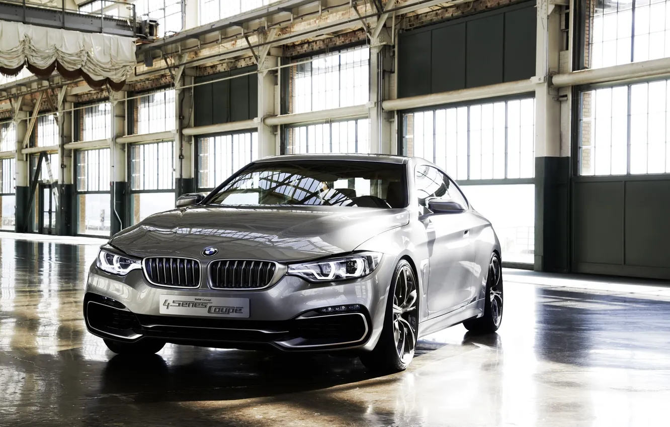Фото обои Concept, BMW, Машина, Серый, Серебро, Фары, Coupe, Хром