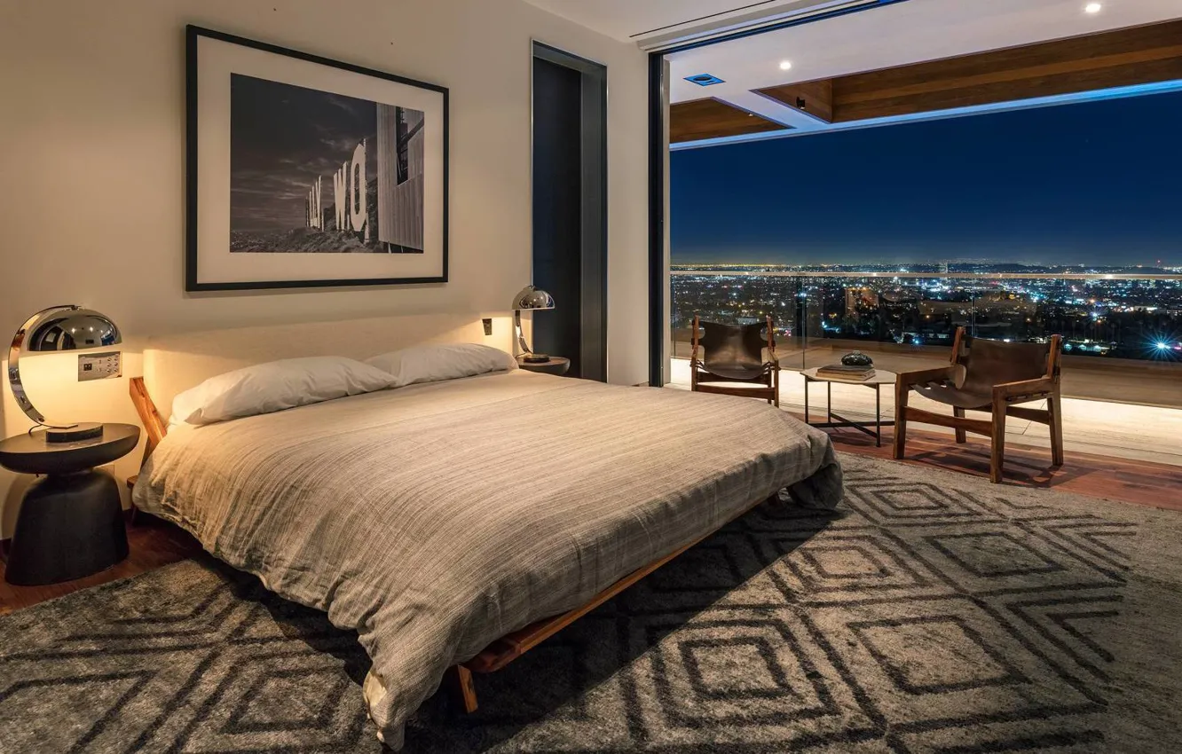 Фото обои дизайн, стиль, комната, интерьер, мегаполис, спальня, Los Angeles, North Stanley
