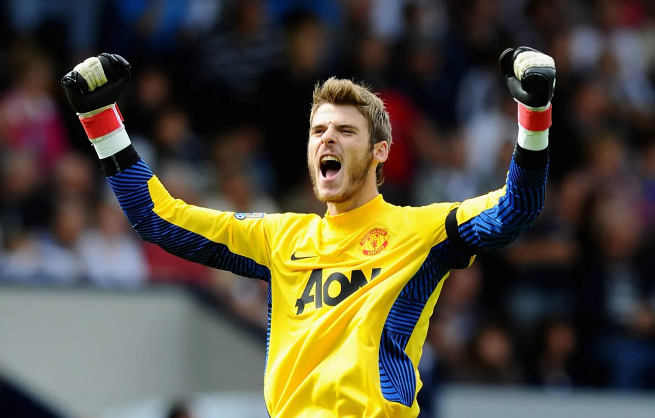 Фото обои радость, вратарь, Манчестер Юнайтед, David De Gea, Давид Де Хеа