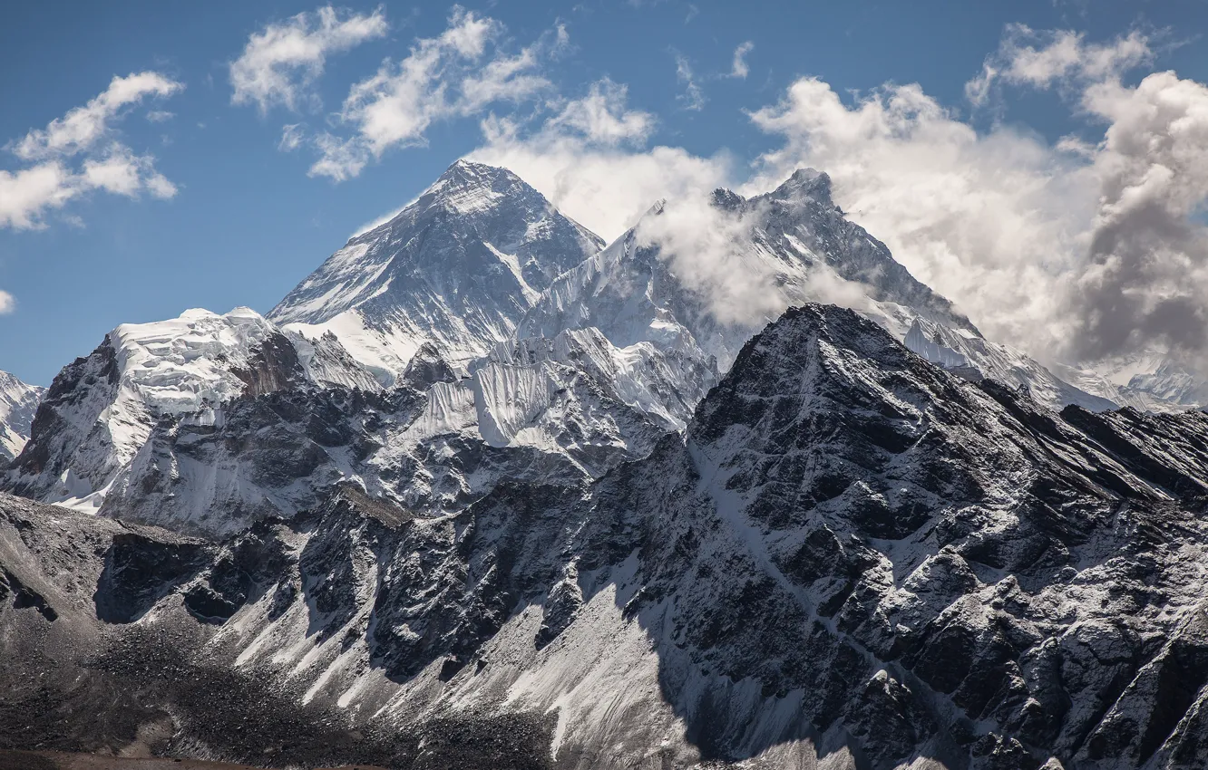 Фото обои облака, снег, горы, природа, Everest, Chomolungma