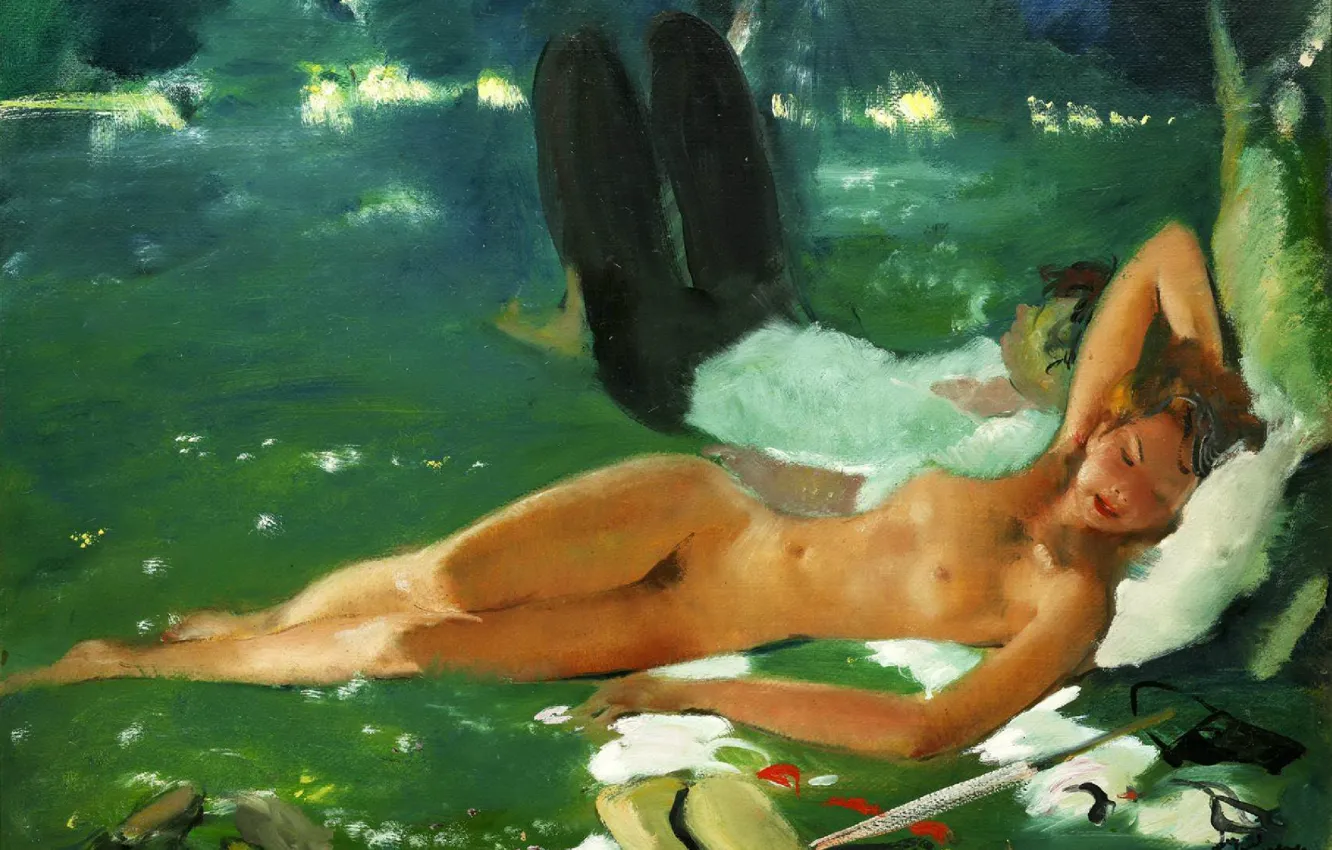 Фото обои наслаждение, Модерн, голая женщина, Jean-Gabriel Domergue