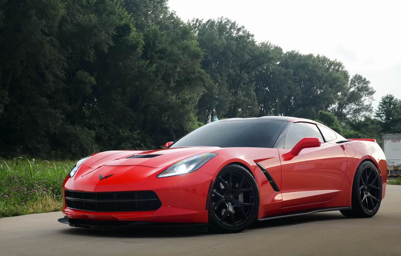 Фото обои Corvette, Red, Stingray, 2014