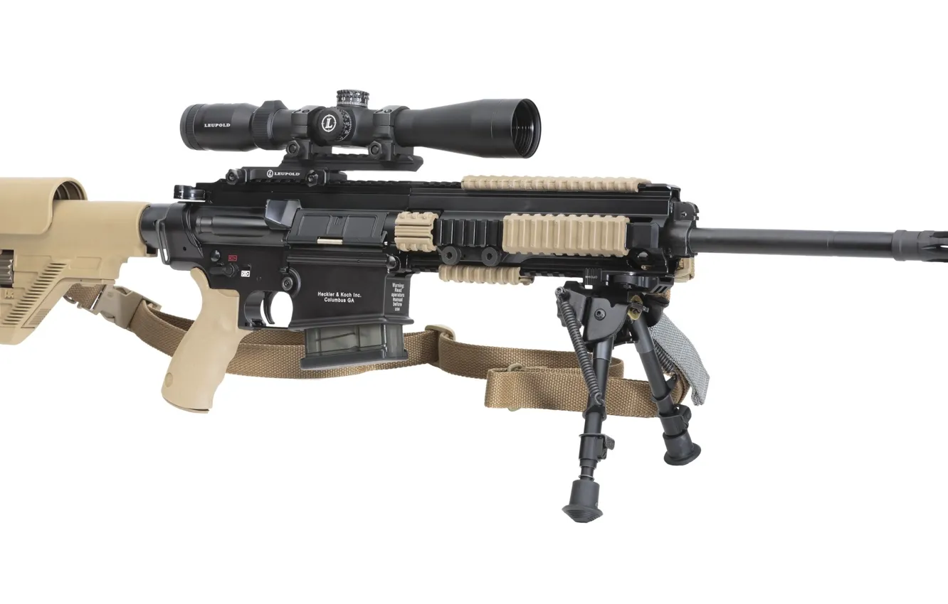 Фото обои weapon, sniper, bandolier, butt expandable bipod, shooting accuracy, telescopic sight, long distance weapon, Heckler & …