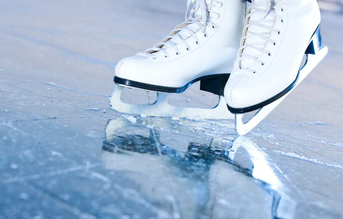 Фото обои лед, макро, каток, коньки