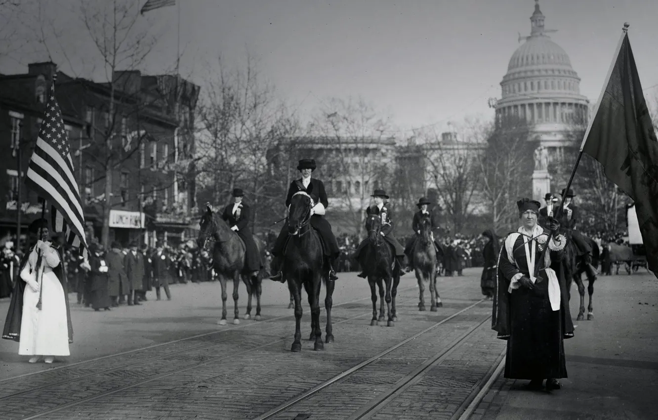Фото обои Вашингтон, США, марш, женщины-суфражистки, 8-е марта, 3 марта 1913 года