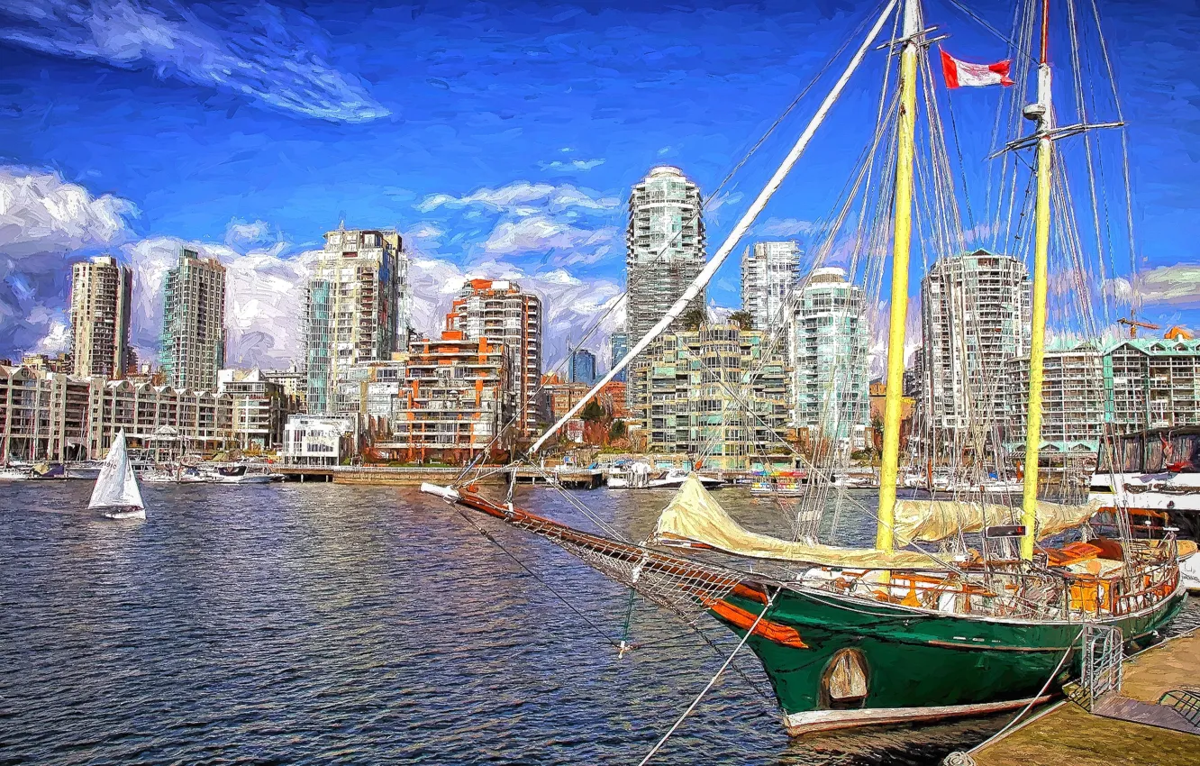 Фото обои город, корабль, пристань, Canada